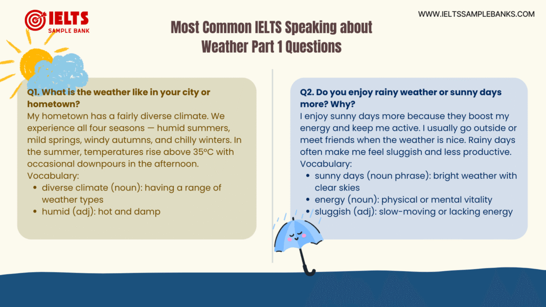 IELTS Speaking about Weather Part 1 - Common Questions and Answers