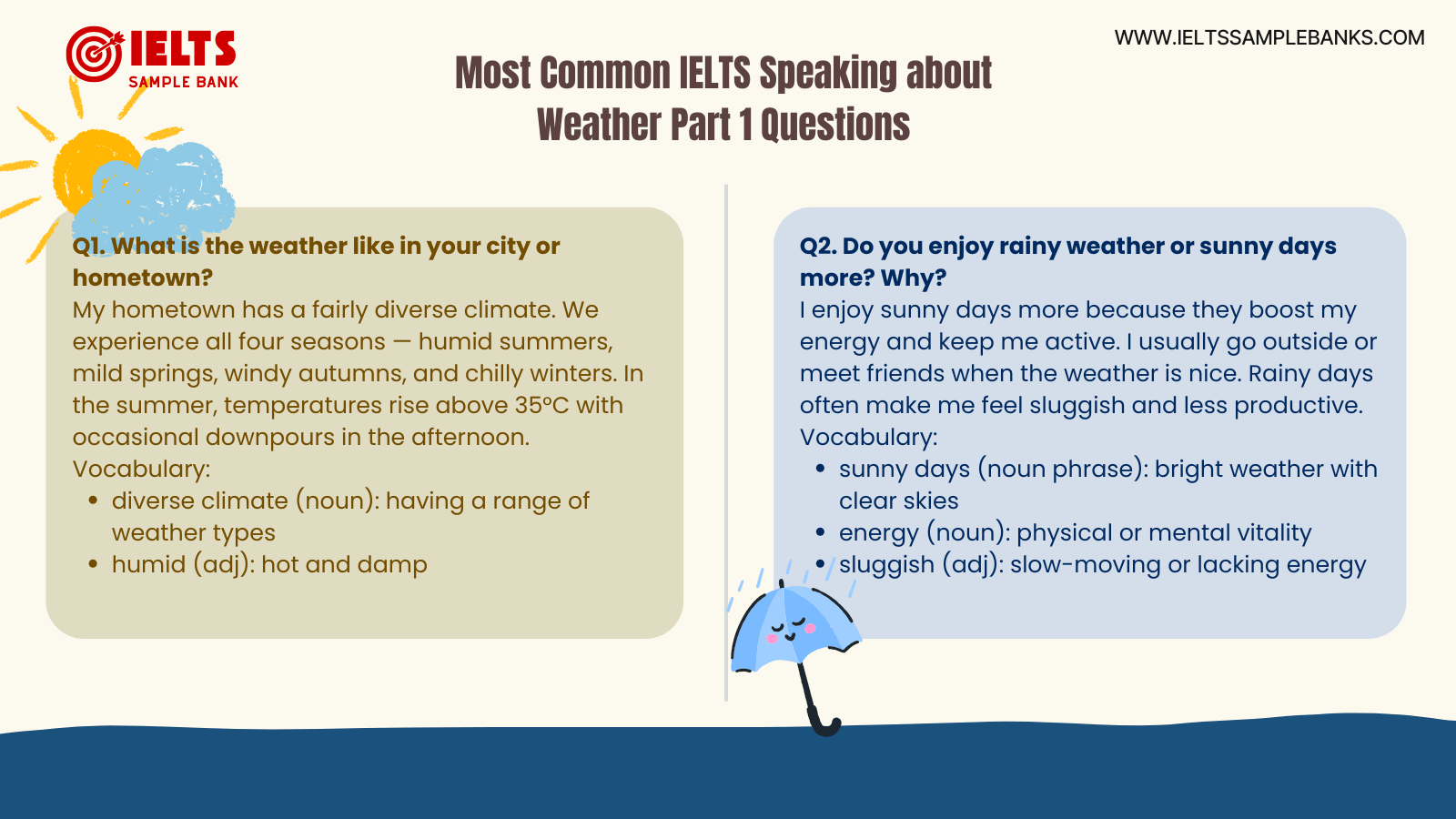 IELTS Speaking about Weather Part 1 - Common Questions and Answers
