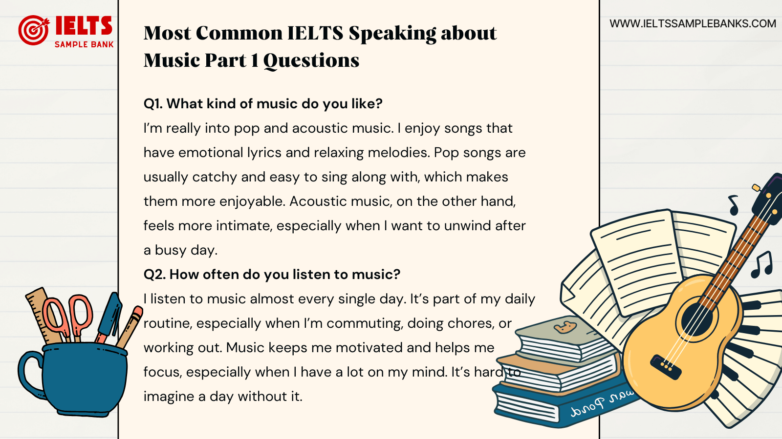 IELTS Music Speaking Part 1 - Sample Questions and Answers