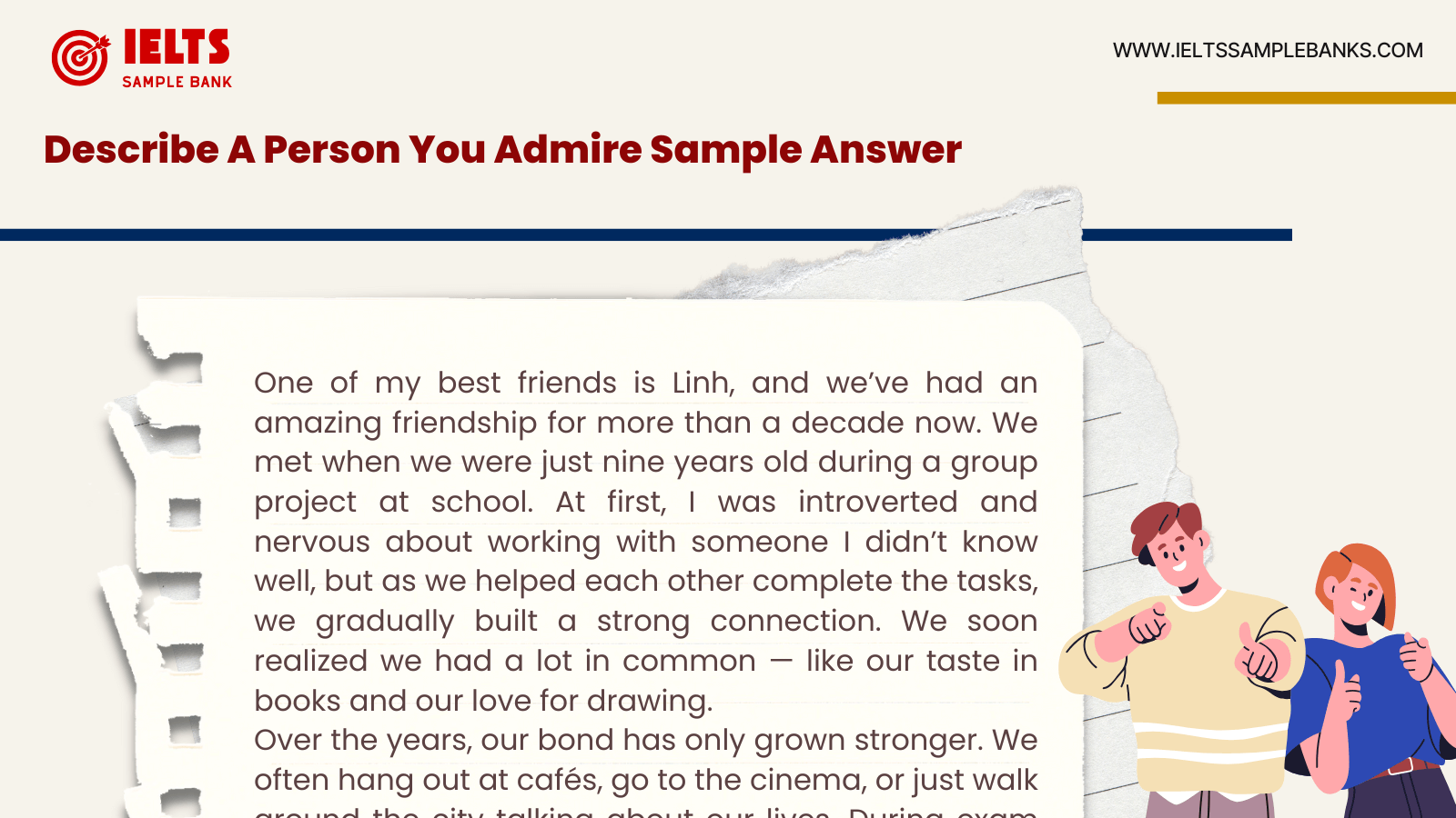 Speaking Part 2 Describe A Person You Admire Sample Answer